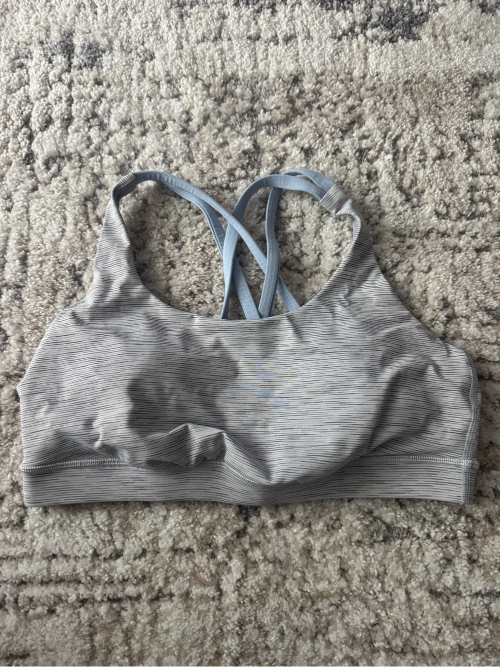 Lululemon Energy Light Gray Strappy Sports Bra